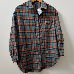 BURNOUT VINTAGE Teen Spirit Flannel in Green - Size Small - NWT New